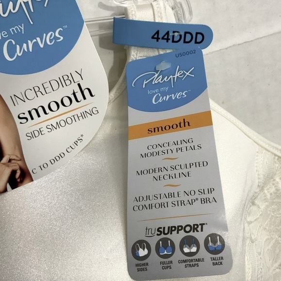 Playtex Bra Love My Curves Side Smoothing Wirefree Tru Support 44DDD Ivory Pearl - Picture 6 of 12
